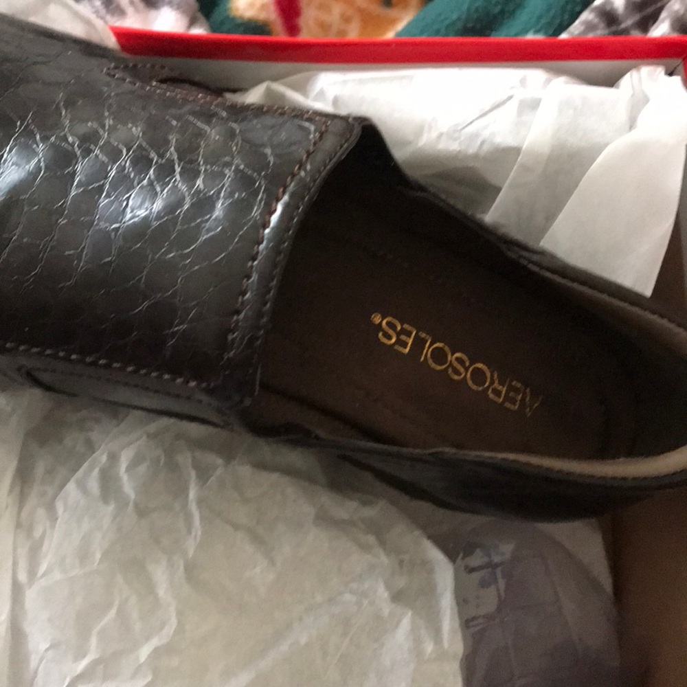 Aerosoles songbook brown croco slip in shoes.